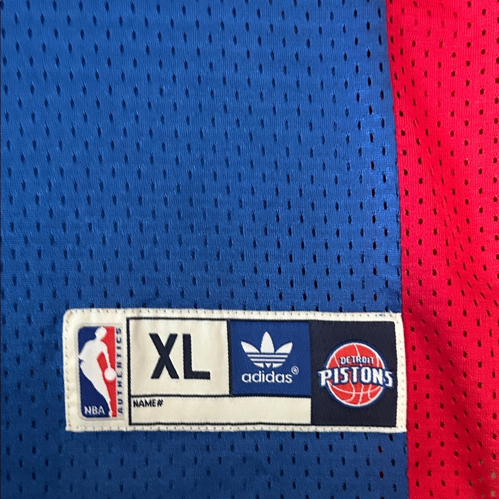 Adidas Pistons Blue and Red Basketball Jersey - Picture 4 of 5